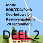 Vervolg over de Motie proces Windpark bij Raadsvergadering 20 september jl. gemeente Overbetuwe